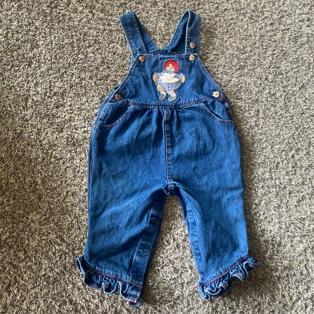 VTG Raggedy Ann Blue Denim 18m Kids Overalls